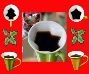 Puzzle κούπες καφέ, χριστουγεννιάτικα σχήματα